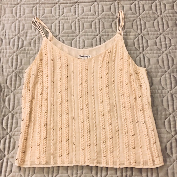 NWOT Silk Pearl-Silver Bead/Weave Camisole Tank - Picture 4 of 14